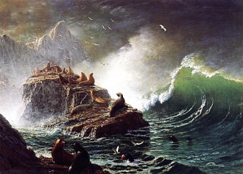 "Seals on the Rocks Farallon Islands"- Albert Bierstadt 1872